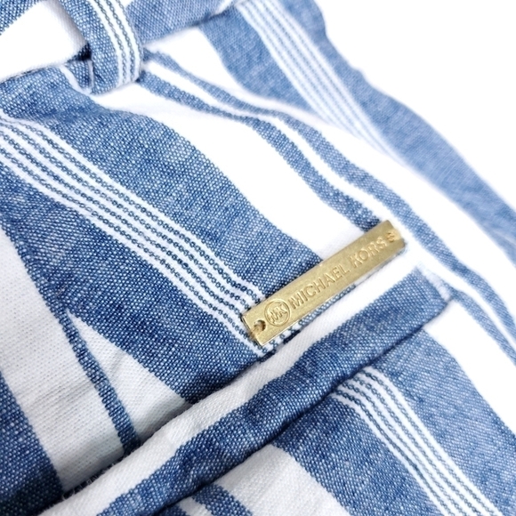 Michael Kors Blue White Stripe Wide Leg Pants 0 - Picture 8 of 12